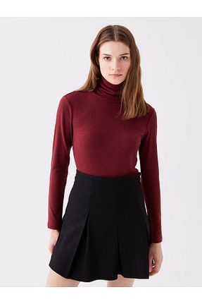 بلوز زرشکی زنانه ساده LC Waikiki - کد 856171042
