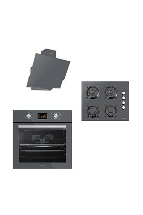 ست هود و اجاق گاز طوسی گارانتی نمایندگی رسمی Luxell - کد 232059236