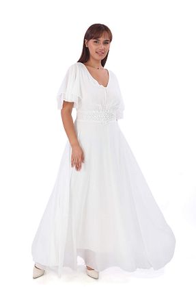 لباس مجلسی سایز بزرگ سفید زنانه دو سینه Angelino - کد 856287959