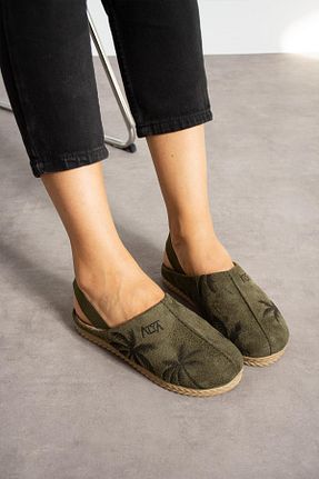 دمپائی خانگی خاکی زنانه چرم مصنوعی Moda Frato - کد 856296899