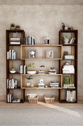 قفسه کتاب قهوه ای 200 cm Woodesk - کد 446672858