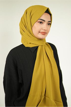 شال زرد زنانه کرپ LOSYANA - کد 856317966
