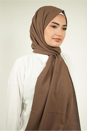 شال قهوه ای زنانه کرپ LOSYANA - کد 856317983