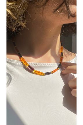 گردنبند جواهر رنگی زنانه سنگ طبیعی Amber Alex - کد 765744097