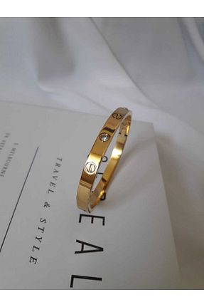 دستبند استیل (فولاد) طلائی زنانه استیل ضد زنگ ORLESSA - کد 856032369