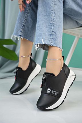 کفش کژوال مشکی زنانه چرم مصنوعی DİLEK SHOES - کد 856446282