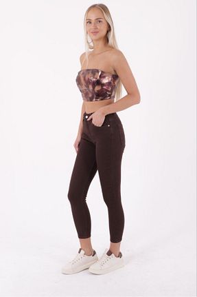 شلوار جین قهوه ای زنانه پاچه تنگ Aida Fashion - کد 856378785