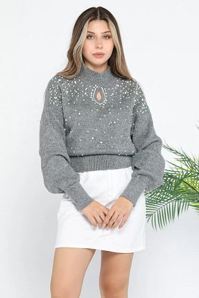 پلیور طوسی زنانه ساده GÜLSELİ - کد 856385067