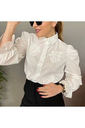 پیراهن سفید زنانه رگولار MELEK KOSTAK - کد 131082115