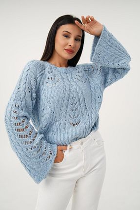 پلیور آبی زنانه Saç Örgü Hipo Trend - کد 856441524