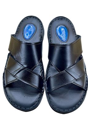 دمپائی مشکی مردانه چرم خالص RubinLeather - کد 832110031