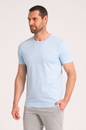 تی شرت آبی مردانه رگولار یقه گرد تکی کد 129889458