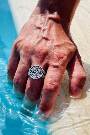 انگشتر جواهر مردانه روکش نقره کد 69059022