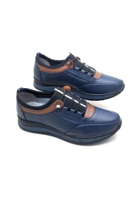 کفش کژوال سرمه ای مردانه چرم طبیعی پاشنه کوتاه ( 4 - 1 cm ) پاشنه ساده کد 130508146