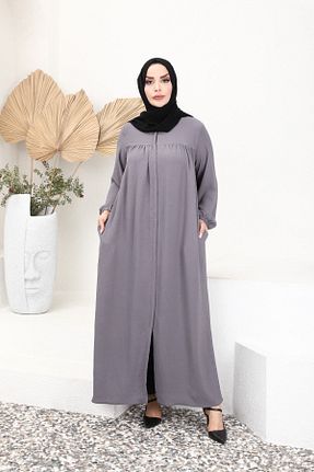 ابایا طوسی زنانه پنبه (نخی) بافتنی سایز بزرگ نازک کد 736285982