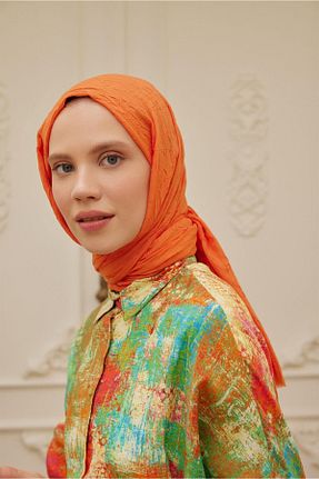 شال نارنجی زنانه ویسکون Şalland - کد 856603596