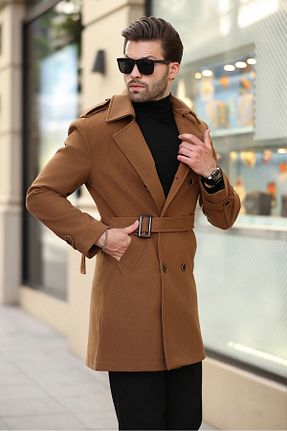پالتو پشمی قهوه ای مردانه رگولار Moderk - کد 856682228