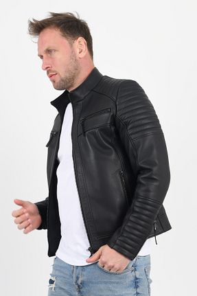 کت مشکی مردانه Fitted Meka Deri - کد 143091028