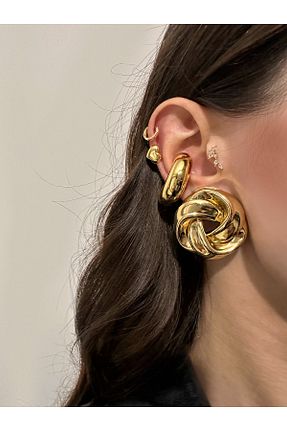 گوشواره جواهر طلائی برنجی Okko Store - کد 775622132