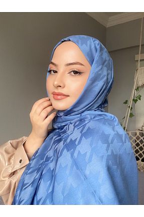 شال آبی زنانه ابریشم MİS İPEK - کد 834660245