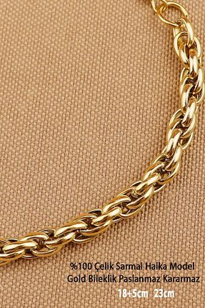 دستبند استیل (فولاد) طلائی زنانه استیل ضد زنگ Keyifli Hayaller - کد 838554802