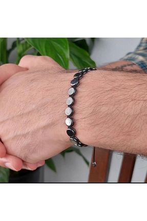 دستبند جواهر طوسی مردانه سنگ طبیعی PHUTİ COLLECTION - کد 856772850