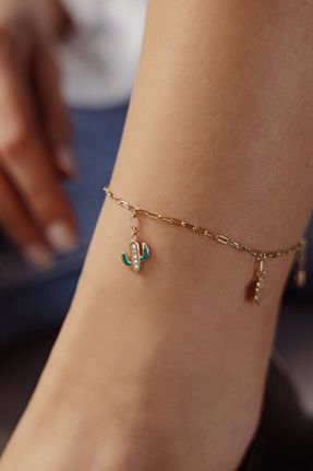 خلخال طلا سبز زنانه 14 عیار Başbuğ Mücevher - کد 856877877