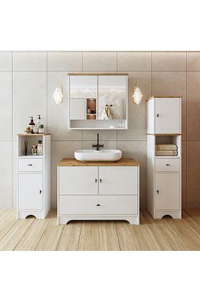 قفسه حمام سفید MDF ROOMART - کد 818473365