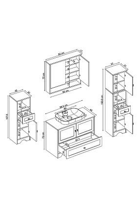 قفسه حمام سفید MDF ROOMART - کد 818473365