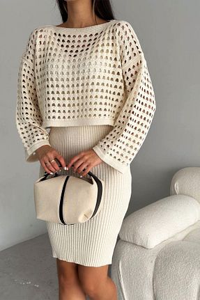 لباس نباتی زنانه تریکو LALA TEKSTİL - کد 799453656