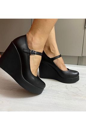 کفش پاشنه بلند پر مشکی زنانه پاشنه متوسط (5-9 سانتی متر) Kesim Shoes - کد 349821527