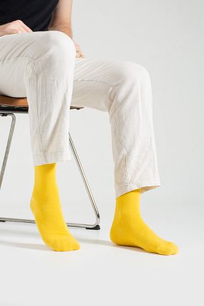 جوراب اسپرت زرد مردانه پنبه ای Socks Here - کد 824375139