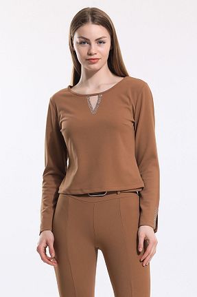 بلوز قهوه ای زنانه ساده Sense - کد 299551599