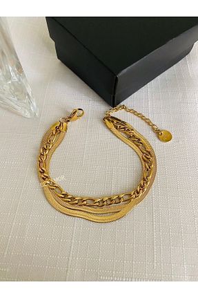 دستبند استیل (فولاد) طلائی زنانه استیل ضد زنگ SERAMOR - کد 813660506