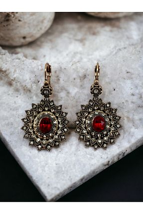گوشواره جواهر قرمز سنگ طبیعی FAYRA ACCESSORIES - کد 825291307