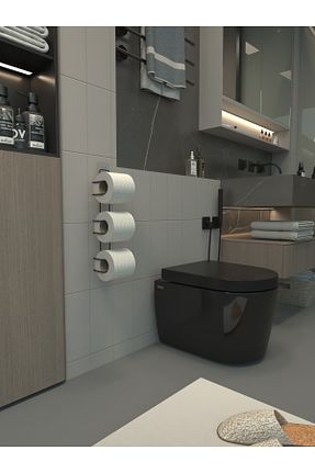 پایه دستمال توالت مشکی فلزی zabata - کد 789057383