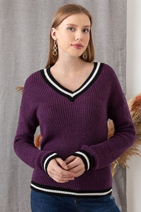 پلیور بنفش زنانه ساده AQE FASHION - کد 151834017