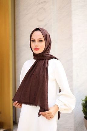 شال قهوه ای زنانه پنبه ای Butik - کد 856559638