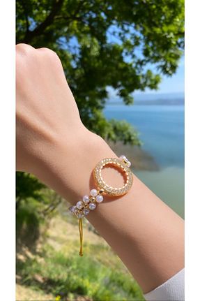 دستبند جواهر طلائی زنانه مروارید fanjew - کد 669106389