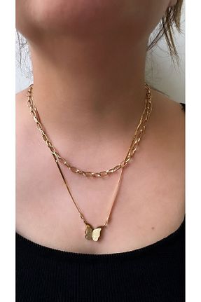 گردنبند استیل ( فولاد ) طلائی زنانه استیل ضد زنگ NeGa Store - کد 841090253