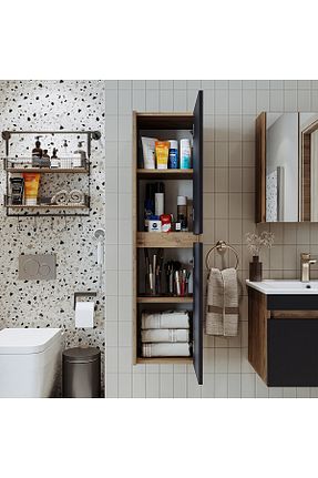 قفسه حمام طوسی چوب ROOMART - کد 239717573