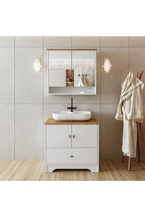 قفسه حمام سفید MDF ROOMART - کد 818171227