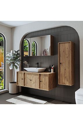 قفسه حمام قهوه ای MDF ROOMART - کد 830143253