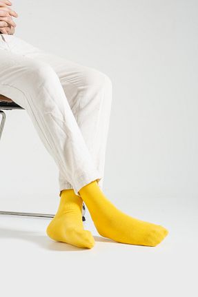 جوراب اسپرت زرد مردانه پنبه ای Socks Here - کد 824375139