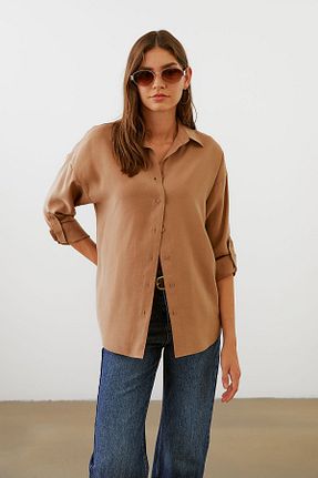 پیراهن قهوه ای زنانه اورسایز urban focus - کد 856963863
