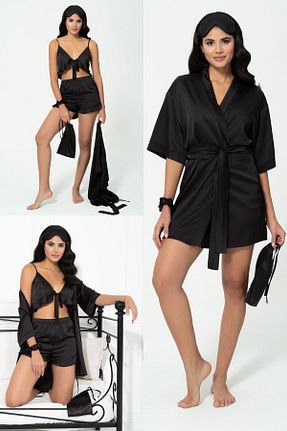 ربدوشام مشکی زنانه ساتن for you sleepwear - کد 339681886