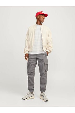 شلوار طوسی مردانه پنبه - الاستین Jack & Jones - کد 856500200