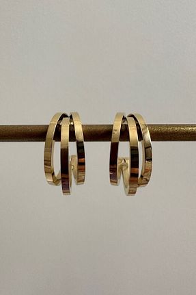 گوشواره استیل (فولاد) طلائی زنانه استیل (فولاد) ringbox - کد 734304120