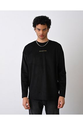 سوئیشرت مشکی مردانه نقش دار / کار شده İLKCET MODA - کد 773209172