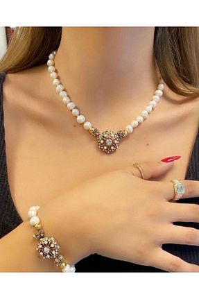 گردنبند مروارید سفید مروارید فرهنگی Takkı by Handan - کد 369128961